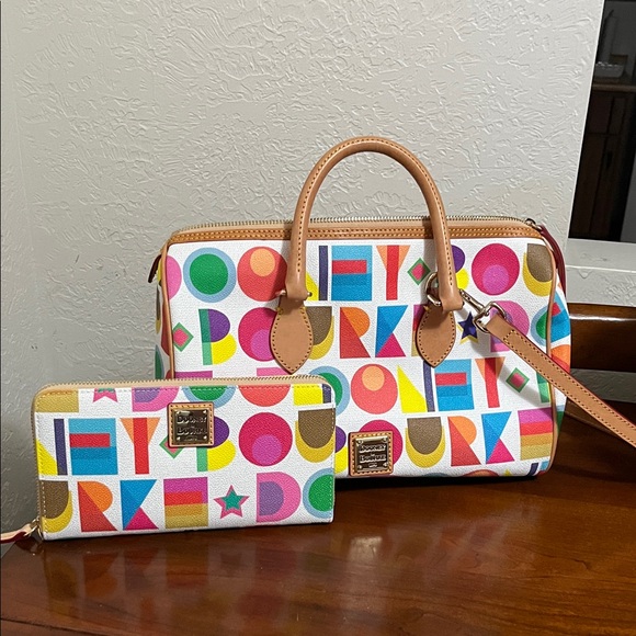 Dooney & Bourke Handbags - Dooney & Bourke Colorful Geometric Satchel and Wallet